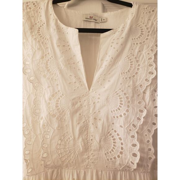 Vineyard Vines Seashell Eyelet Midi Dress White Lace Ruffle Size 14 NWT - Picture 7 of 13